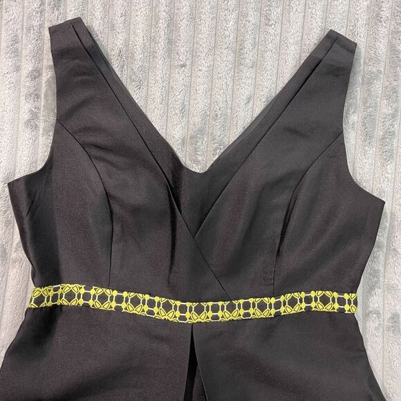 Giovanna Dress Womens 14 Black V-Neck Sleeveless Embroidered A-Line Party Event - Picture 7 of 9